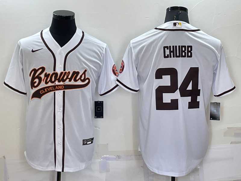 Men's Cleveland Browns #24 Nick Chubb White Stitched Cool Base Nike Baseball Jersey,We sell and wholesale Men's Cleveland Browns #24 Nick Chubb White Stitched Cool Base Nike Baseball Jersey on line form chian!